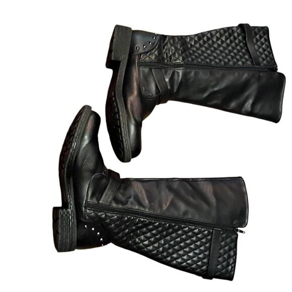 Women's Quilted Knee High Riding Boots Black Size 11 - Picture 5 of 13